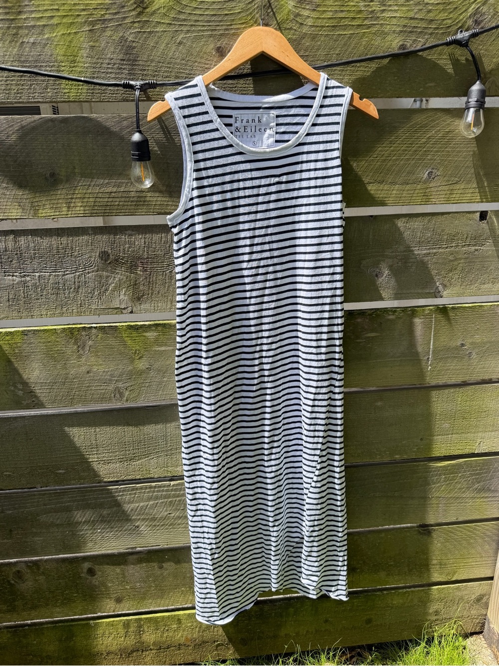 Frank & Eileen Asymmetrical Midi Tee‎ Lab Dress Black White Stripes Nautical